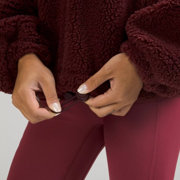 Lululemon Cinchable Fleece Zip-Up (Red Merlot, Size 10, NEW) - Picture 4 of 9